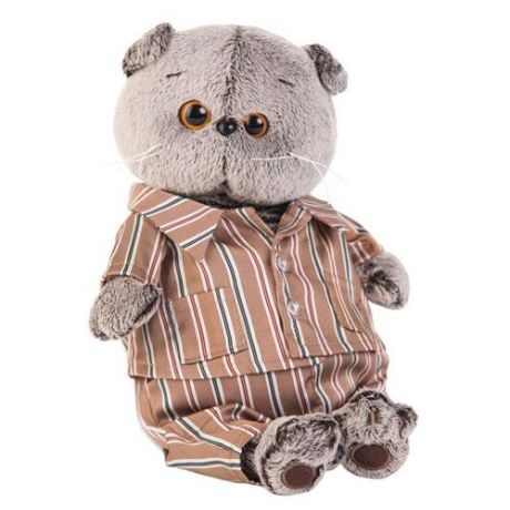 Мягкая игрушка Basik&Co Кот Басик в шёлковой пижамке 22 см