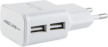 СЗУ Red Line 2 USB (модель NT-2A) 2.1A и кабель 8pin для Apple белый