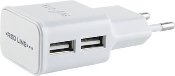 Сетевое зарядное устройство Red Line 2 USB (модель NT-2A) 2.1A белый