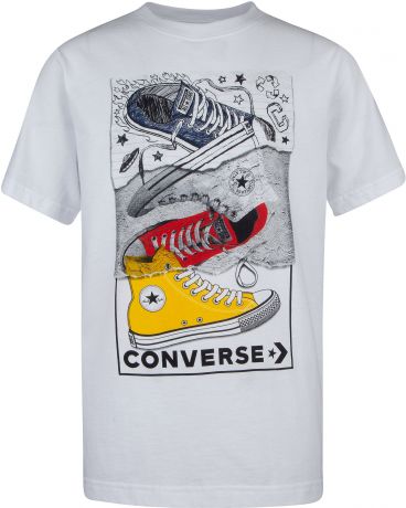 Converse Футболка для мальчиков Converse Mixed Media Sneaker Stack, размер 128