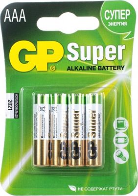 Батарейка GP 24A(LR03) 4 штуки Super Alkaline AAA