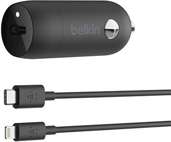 Автомобильное зарядное устройство Belkin 18 Вт USB-C PD c кабелем USB-C-Lightning (F7U099bt04-BLK)