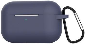 Чехол силиконовый Eva для наушников Apple AirPods Pro с карабином - синий (CBAP302BL)