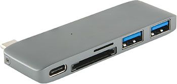 Адаптер Red Line Multiport adapter Type-C 5 in 1 для ноутбука серый