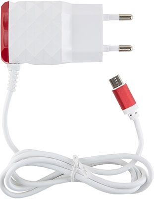 Сетевое зарядное устройство Red Line 2 USB и MicroUSB (модель NC-2.1AC) 2.1A красный