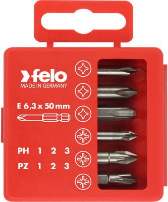 Набор бит Felo PZ1-3 и PH1-3 50 мм в упаковке 6 шт 03291516