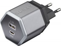 Сетевое зарядное устройство Elray 1xUSB 1xType-C Grey (WC1U1PD42HEX)