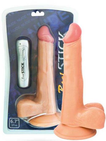 Виброреалистик с мошонкой TOYFA RealStick Nude 6,7” на присоске – телесный