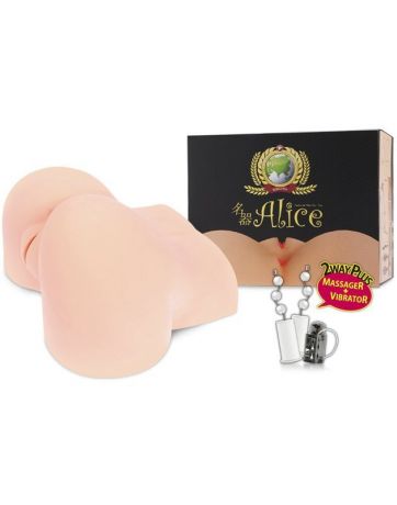 Полуторс-мастурбатор в позе догги-стайл Alice+ вагина и анус с вибрацией, ротацией и голосом – телесный