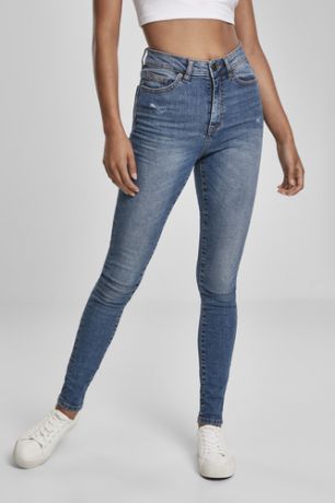 Джинсы URBAN CLASSICS Ladies High Waist Skinny Jeans (женские) (Tinted Midblue Washed, 27/32)