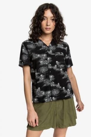 Женская рубашка с коротким рукавом Quiksilver Womens Модель EQWWT03024 (BLACK COSMIC RIP (kvj6), XS)
