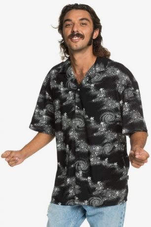 Мужская рубашка с коротким рукавом QUIKSILVER Originals Модель EQYWT03967 (BLACK COSMIC RIP (kvj6), L)