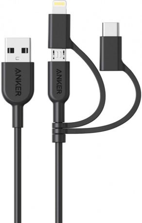 Кабель Anker Powerline II USB-Type C/Lightning/MicroUSB A8436011 (черный)