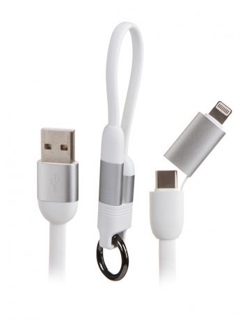 Аксессуар Hoco U87 Cool USB - Lightning + Type-C 20cm White УТ000022028