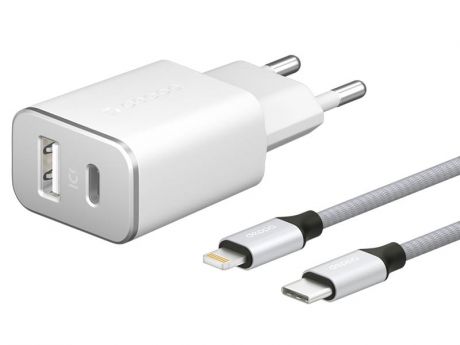 Зарядное устройство Deppa Ultra MFI Apple Lightning 18W Power Delivery QC 3.0 White 11390