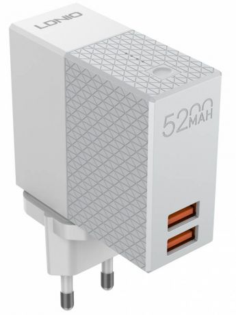 Зарядное устройство Ldnio PA606 + Power Bank 5200mAh 2xUSB 2.1A 10.5W LD_B4339