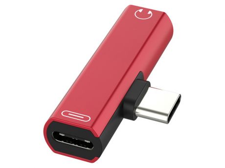 Аксессуар Greenconnect USB Type-C - Mini Jack 3.5mm + Type-C Red GCR-52243