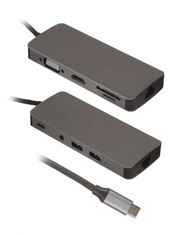 Хаб USB Palmexx 9в1 USB-C - HDMI+VGA+2xUSB 3.0+USB-C+CR+AUX+LAN PX/HUB-013