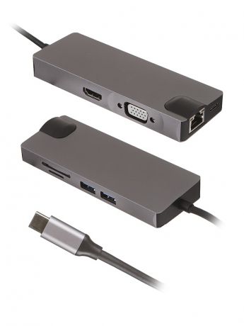 Хаб USB Palmexx 8в1 USB-C to HDMI+VGA+2xUSB 3.0+USB-C+CR+LAN PX/HUB-011