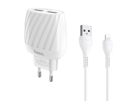 Зарядное устройство Hoco C78A Max Energy 2xUSB + кабель Lightning