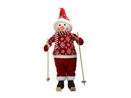 Игрушка Winter Glade Снеговик на лыжах в красном костюме 66cm М68