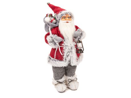 Игрушка Winter Glade Дед Мороз с фонарем 46cm Red-Grey M2118