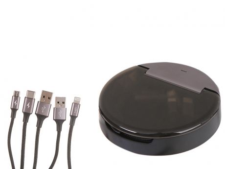 Аксессуар Baseus Sharing 3-in-1 Cable USB - Type-C / MicroUSB / Lightning Station 1.2m Black CAHUB-FX01