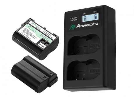 Зарядное устройство Зарядное устройство Powerextra EN-EL15 +2 аккумулятора 21274