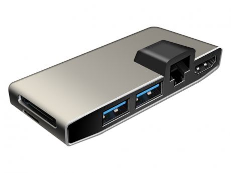 Карт-ридер Ginzzu EXT GR-867UB USB Type-C - HDMI/2xUSB 3.0/RJ45/microSD/SD Black 17438
