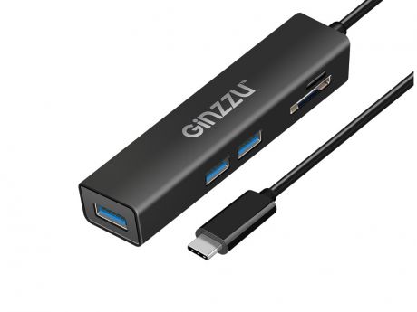 Карт-ридер Ginzzu EXT GR-566UB USB Type-C - 3xUSB 3.0/microSD/SD Black 17431