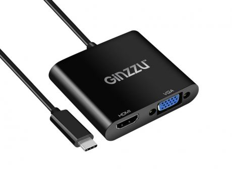 Аксессуар Ginzzu USB Type-C - VGA / HDMI 25cm GC-875HVC