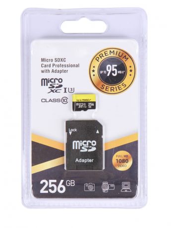 Карта памяти 256Gb - Exployd Micro Secure Digital XC Class 10 UHS-1 Premium EX256GCSDXC10UHS-1-ElU3 с переходником под SD