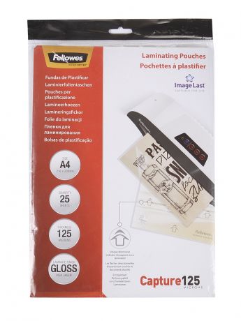 Пленка для ламинирования Fellowes A4 216x303mm 125мкм 25шт глянцевая CRC-53963/1146215