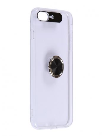 Чехол DF для APPLE iPhone 7 Plus/8 Plus Plastic + Silicone с кольцом-держателем Transparent-Black iTRing-04