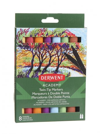 Фломастеры Derwent Academy Twin-Tip - Chisel 8 цветов 98208