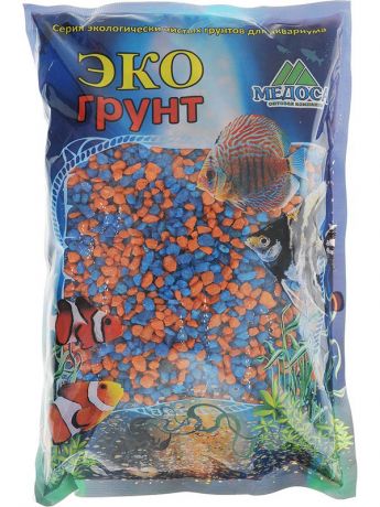 Цветная мраморная крошка Эко грунт 2-5mm 1kg Orange/Light Blue 500035