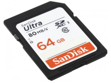 Карта памяти 64Gb - SanDisk Ultra Secure Digital XC Class 10 UHS-I SDSDUNR-064G-GN6IN