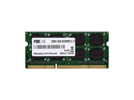 Модуль памяти Foxline DDR3L SO-DIMM 1600MHz PC3-12800 CL11 - 2Gb FL1600D3S11SL-2G