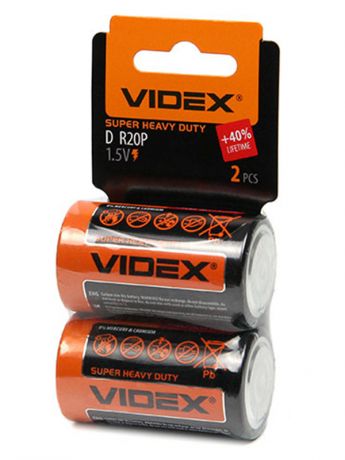 Батарейка D - Videx R20 Shrink Card VID-R20-2SC (2 штуки)