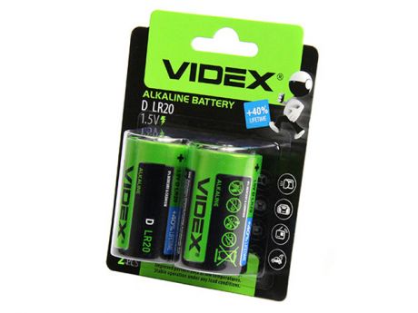 Батарейка D - Videx LR20 VID-LR20-2BC (2 штуки)