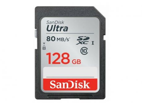 Карта памяти 128Gb - SanDisk Ultra Secure Digital XC Class 10 UHS-I SDSDUNR-128G-GN6IN