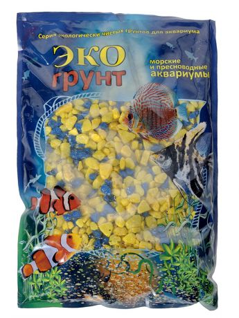 Цветная мраморная крошка Эко грунт 5-10mm 3.5kg Yellow/Blue г-0298