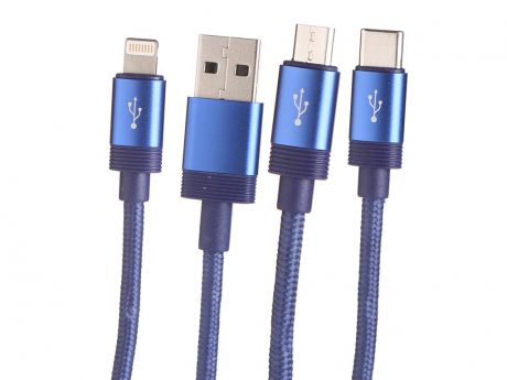 Аксессуар Baseus Data Faktion 3-in-1 Cable USB - Type-C / MicroUSB / Lightning 3.5A 1.2m Purple CAMLT-PY03