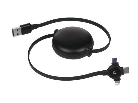 Аксессуар Baseus Little Octopus 3 in 1 Adjustable Cable USB - Lightning / MicroUSB / Type-C 3.5A 105cm Black CAMLT-AZY01