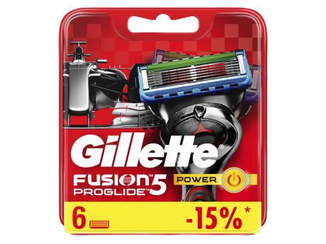 Сменные кассеты Gillette Fusion5 ProGlide Power Red 6шт 7702018510047