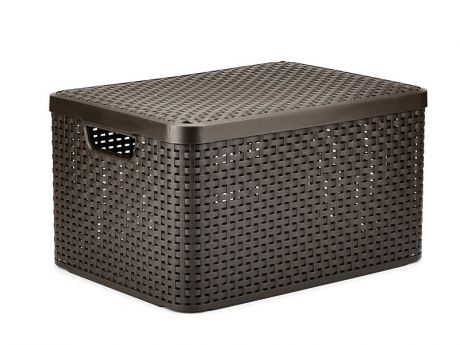 Корзина Curver Rattan Style Box L 30L + крышка Dark Brown 03619-210