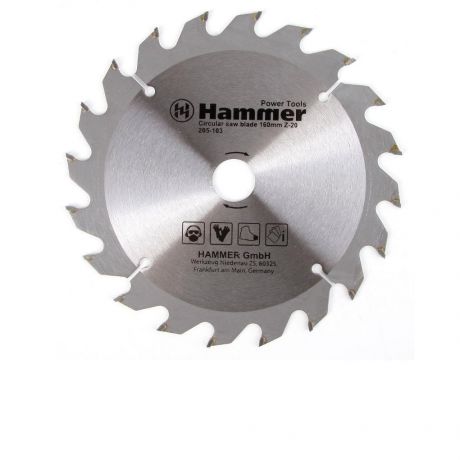 Диск пильный Hammer Flex 205-103 CSB WD 160мм*20*20/16мм по дереву, 30653