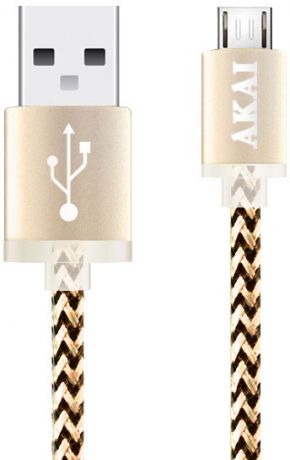 Кабель Akai USB – microUSB 1m Black/Gold