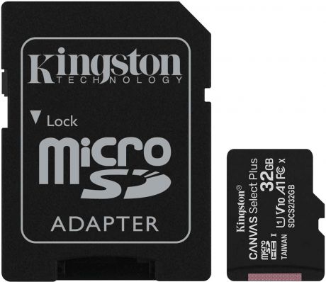Карта памяти Kingston Canvas Select Plus microSDHC UHS-I Class 10 32GB с адаптером
