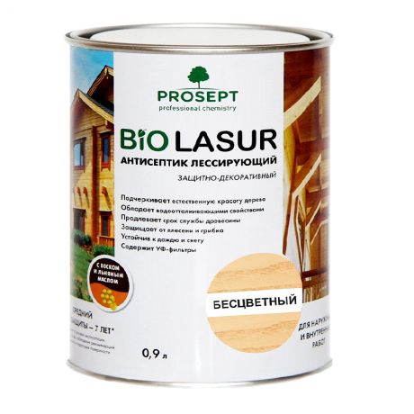 Антисептик лесирующий PROSEPT BioLasur. Бесцветный. Готовый состав. 0,9л